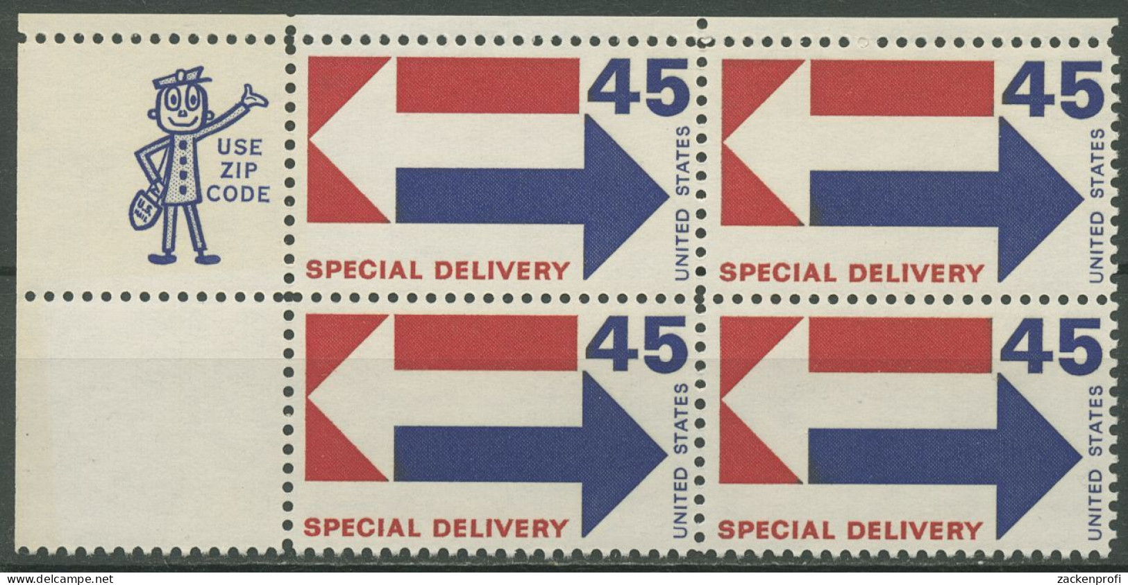 USA 1969 Eilmarke Special Delivery 997 4er-Block ZIP Postfrisch - Unused Stamps