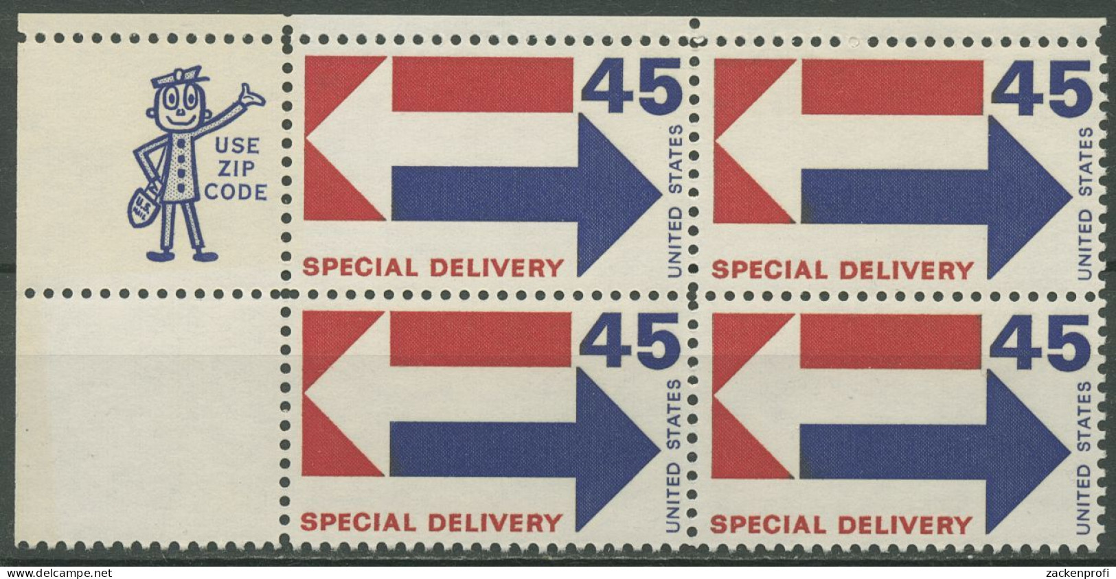 USA 1969 Eilmarke Special Delivery 997 4er-Block ZIP Postfrisch - Nuovi