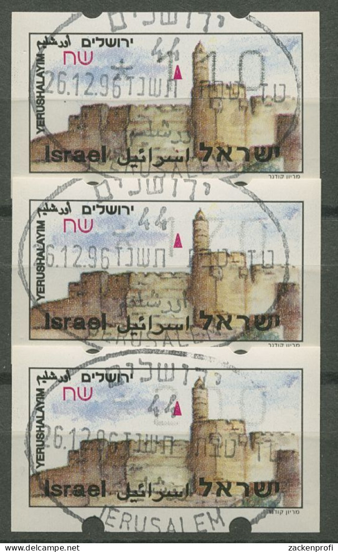 Israel ATM 1994 Jerusalem Satz 3 Werte (ohne Phosphor) ATM 12.2 X S9 Gestempelt - Automatenmarken (Frama)