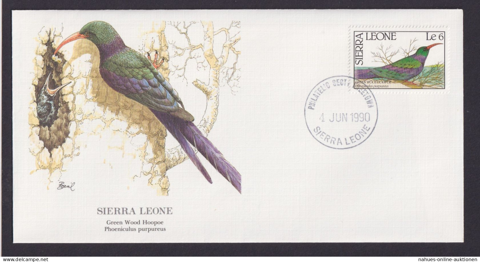 Sierra Leone Westafrika Fauna Vogel Grüner Waldwiedepopf Schöner Künstler Brief - Burkina Faso (1984-...)