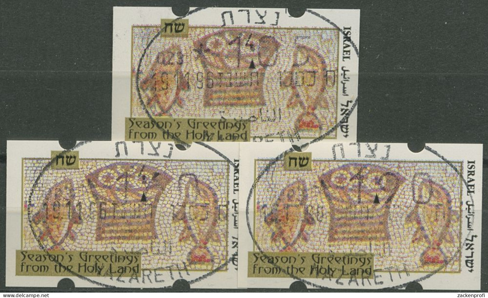 Israel 1996 ATM Weihnachten Mit Automaten-Nr. Satz 3 Werte ATM 30 S1 Gestempelt - Franking Labels