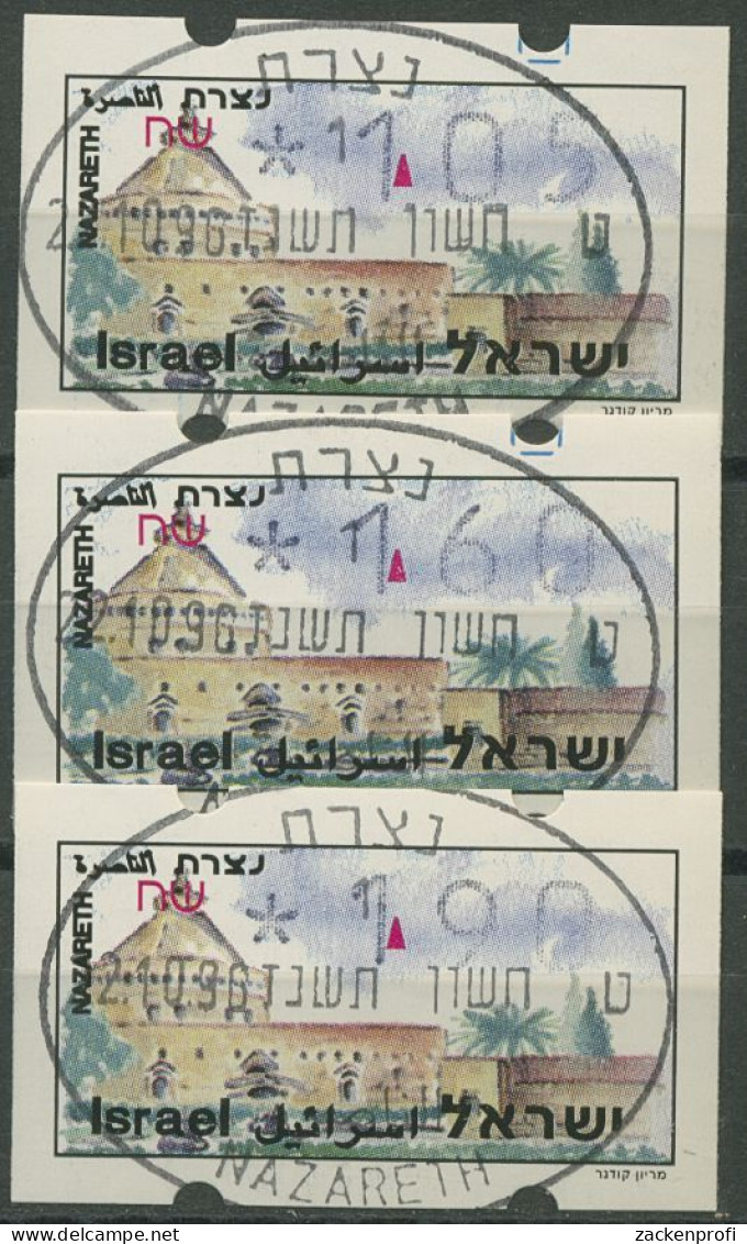 Israel ATM 1994 Nazareth Satz 3 Werte (ohne Phosphor) ATM 13.2 X S8 Gestempelt - Vignettes D'affranchissement (Frama)