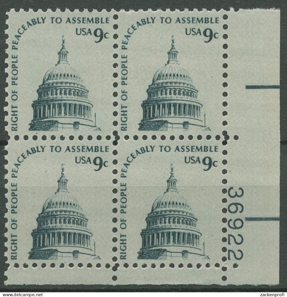 USA 1975 Kuppel Des Kongressgebäudes 1195 Au Yb 4er-Block Mit Pl.-Nr. Postfrisch - Numero Di Lastre