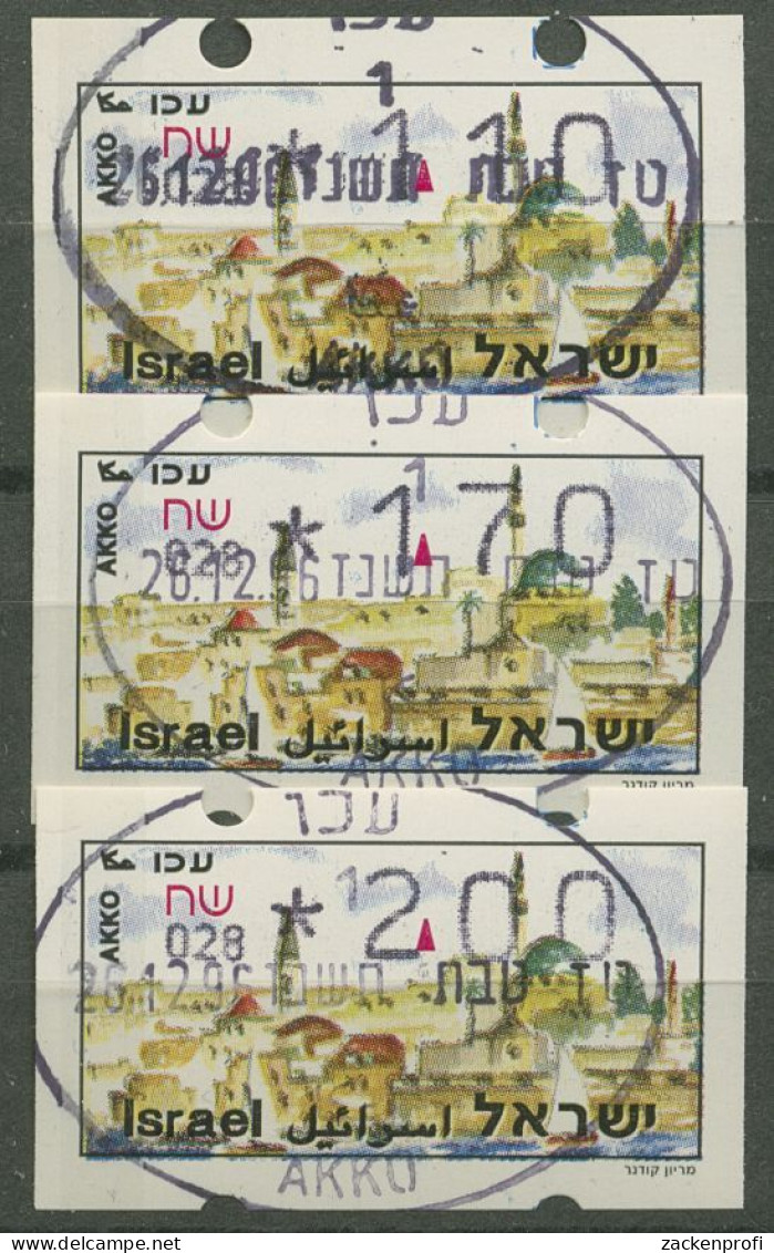 Israel ATM 1994 Akko, Nr. 028, 3 Werte Mit Phosphor ATM 14.4 Y S5 Gestempelt - Automatenmarken (Frama)
