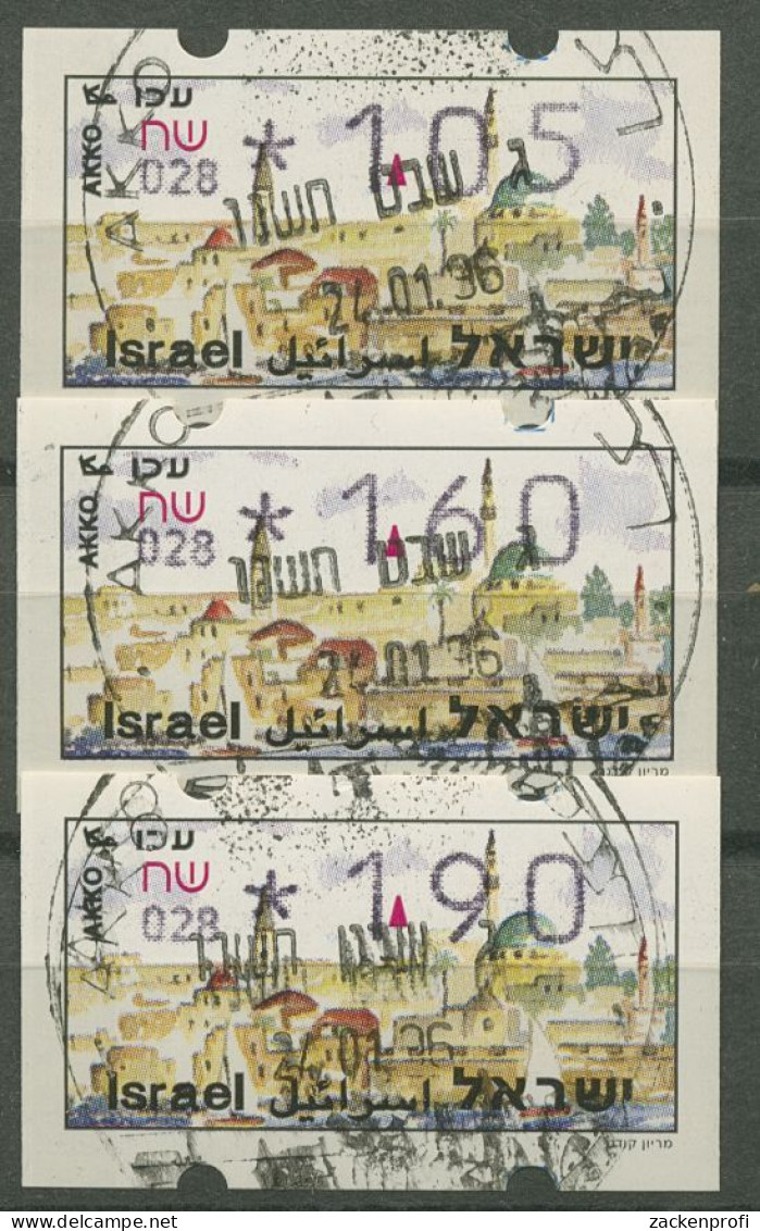 Israel ATM 1994 Akko, Nr. 028, 3 Werte Mit Phosphor ATM 14.4 Y S4 Gestempelt - Vignettes D'affranchissement (Frama)