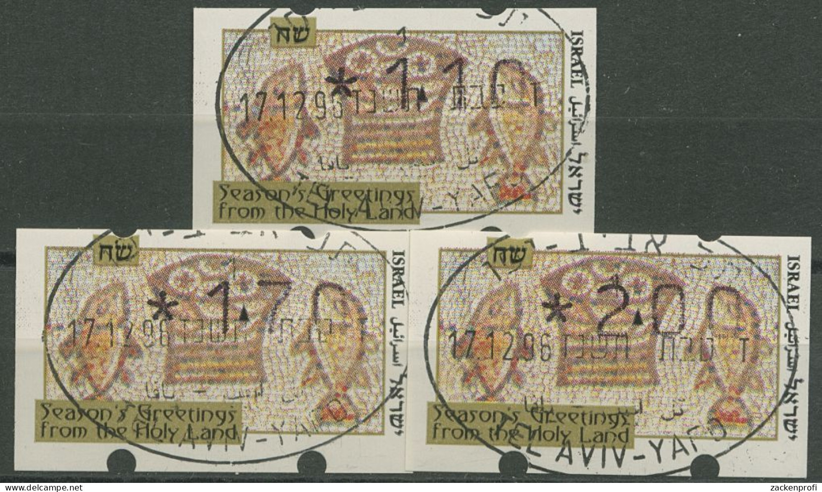 Israel 1996 Automatenmarken Weihnachten Satz 3 Werte ATM 29 S2 Gestempelt - Affrancature Meccaniche/Frama