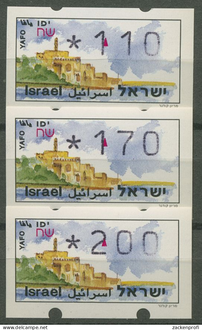 Israel ATM 1994 Jaffa Ohne Phosphor, Satz 3 Werte ATM 10.2 X S9 Postfrisch - Affrancature Meccaniche/Frama