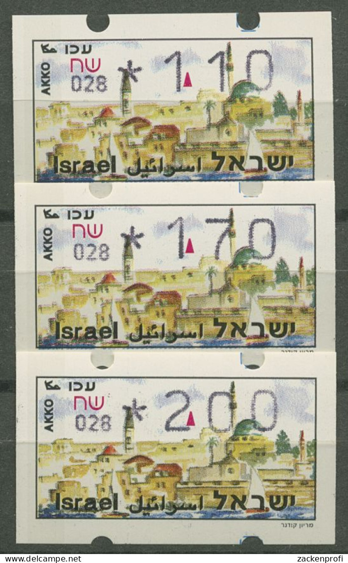 Israel ATM 1994 Akko, Nr. 028, 3 Werte Mit Phosphor ATM 14.4 Y S5 Postfrisch - Franking Labels