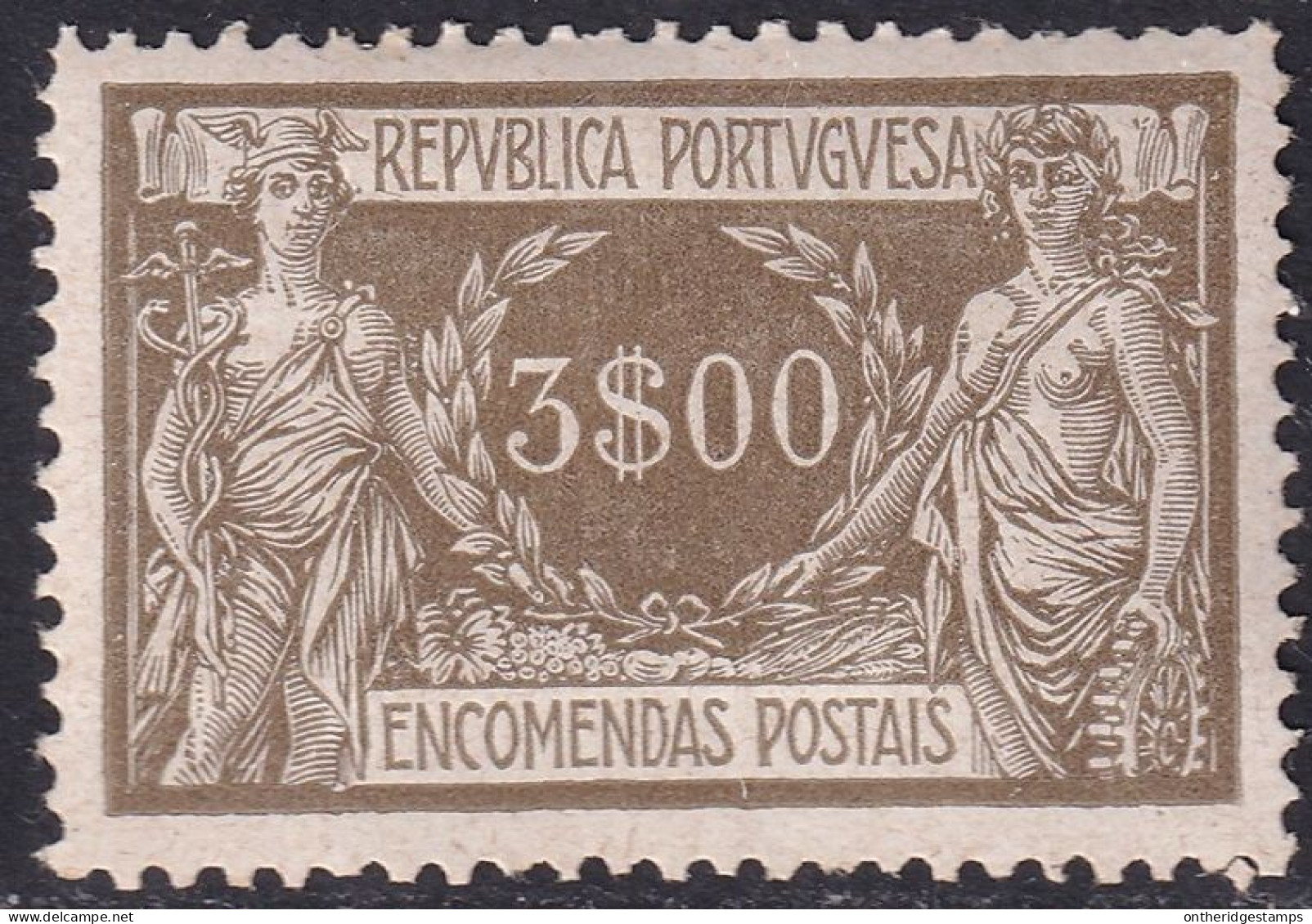 Portugal 1920 Sc Q14 Mundifil 14 Parcel Post MH* Missing Gum On Bottom Margin - Neufs