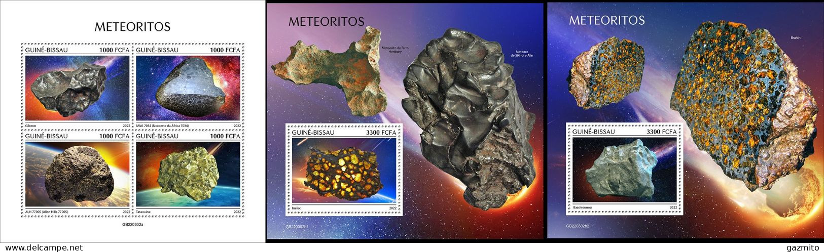 Guinea Bissau 2022, Meteors, 4val In BF+2BF - Mineralien