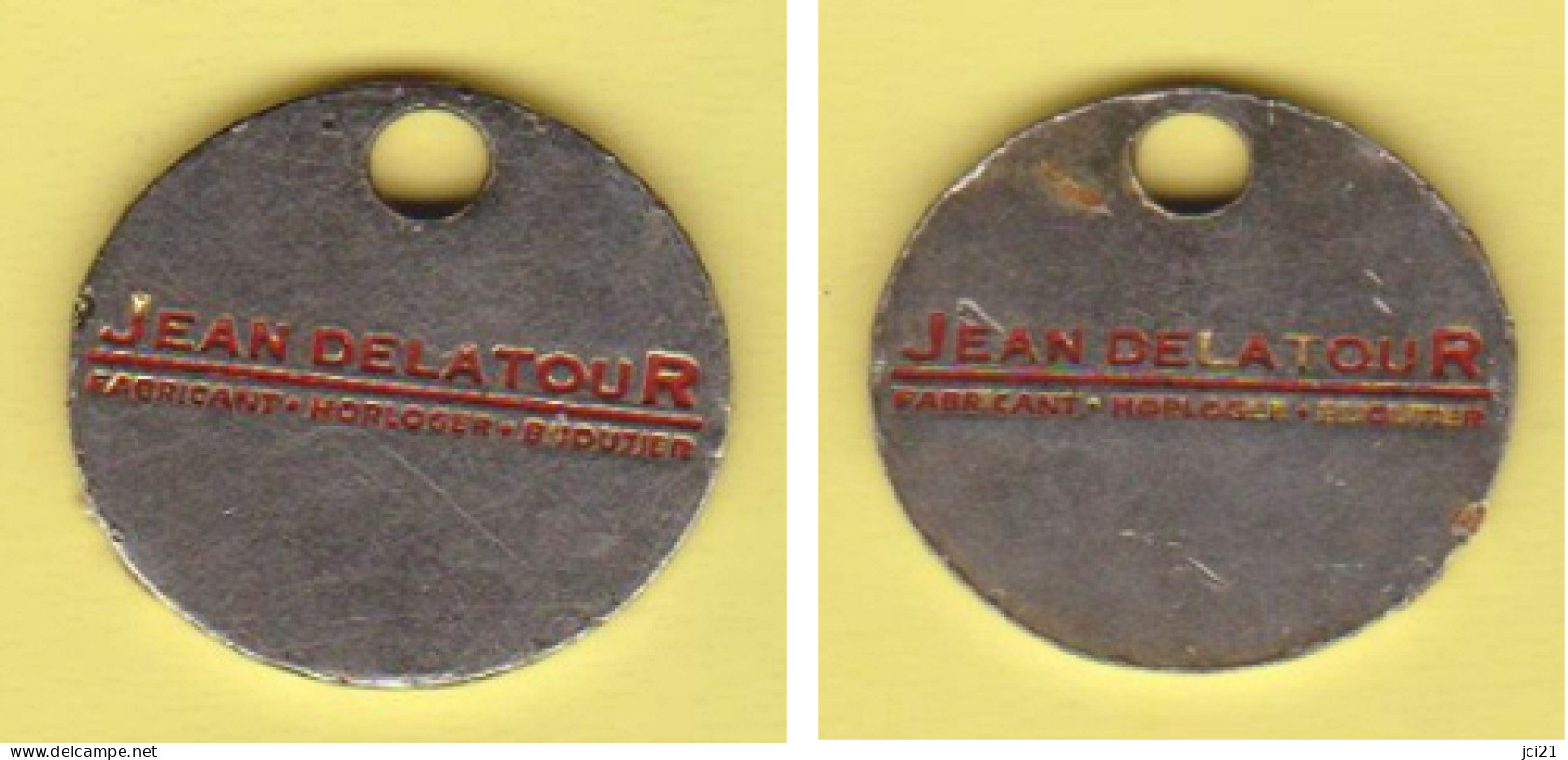 Jeton De Caddie " Jean DELATOUR " Fabricant Horloger Bijoutier (recto-verso ) [E]_j465 - Trolley Token/Shopping Trolley Chip