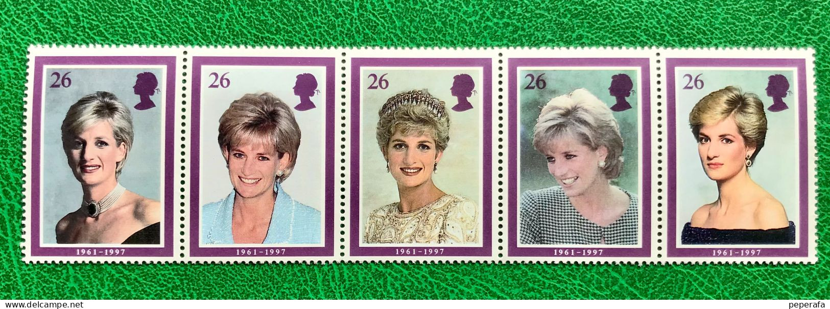 Great Britain 1998 Death Of Princess Diana (1997) Mi 1729-1733 Strip MNH (**) - Ungebraucht