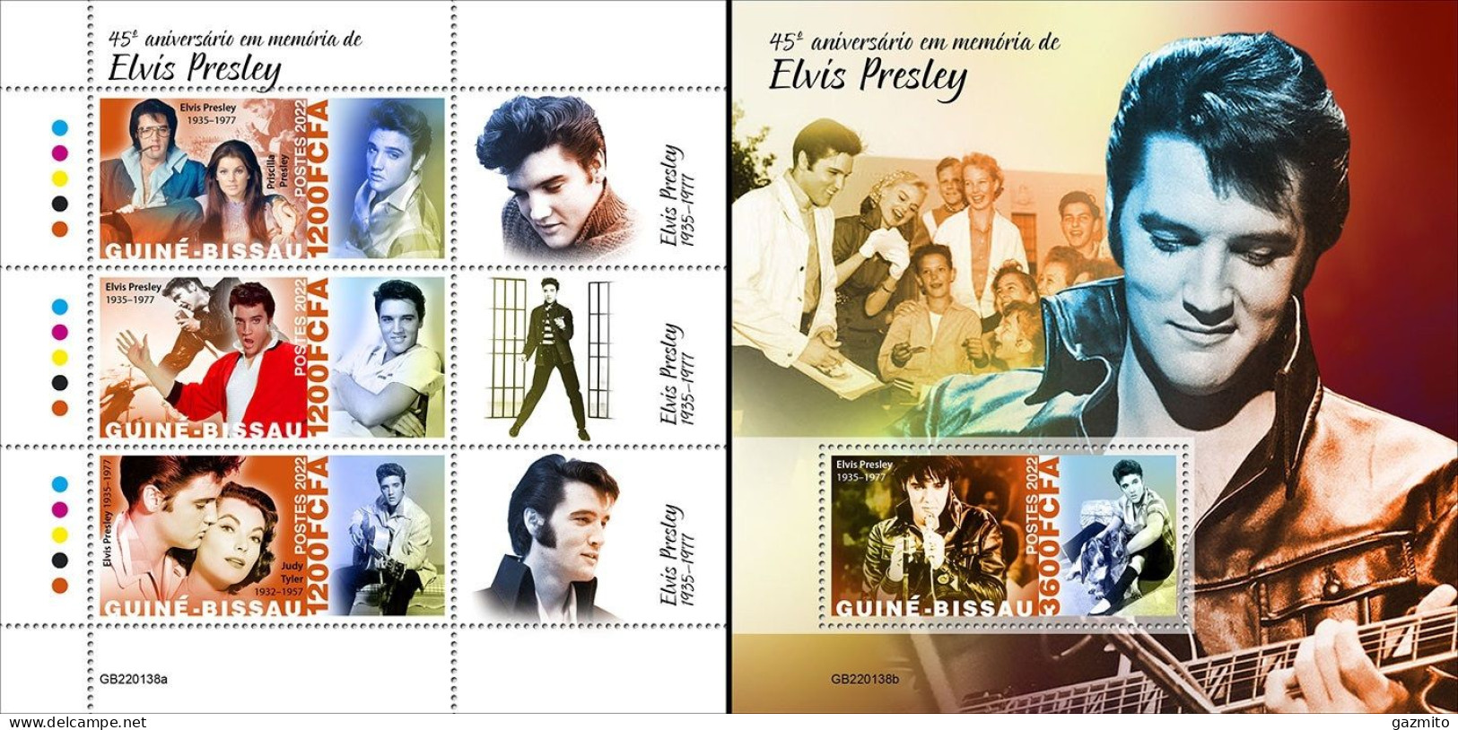 Guinea Bissau 2022, Music, Elvis, 3val In BF+BF - Elvis Presley