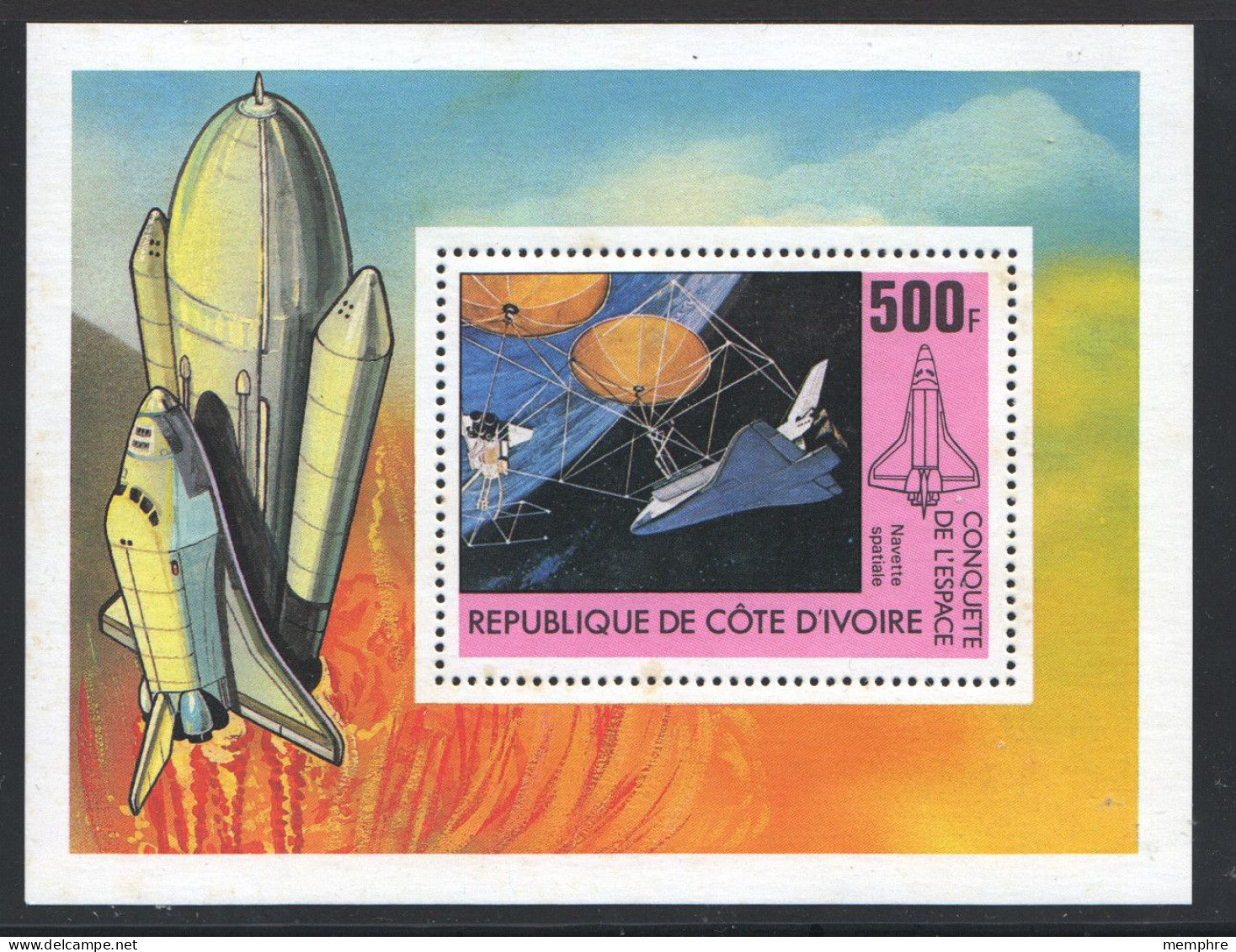 1981  Columbia Space Shuttle Souvenir Sheet  Sc 589 MNH ** - Côte D'Ivoire (1960-...)