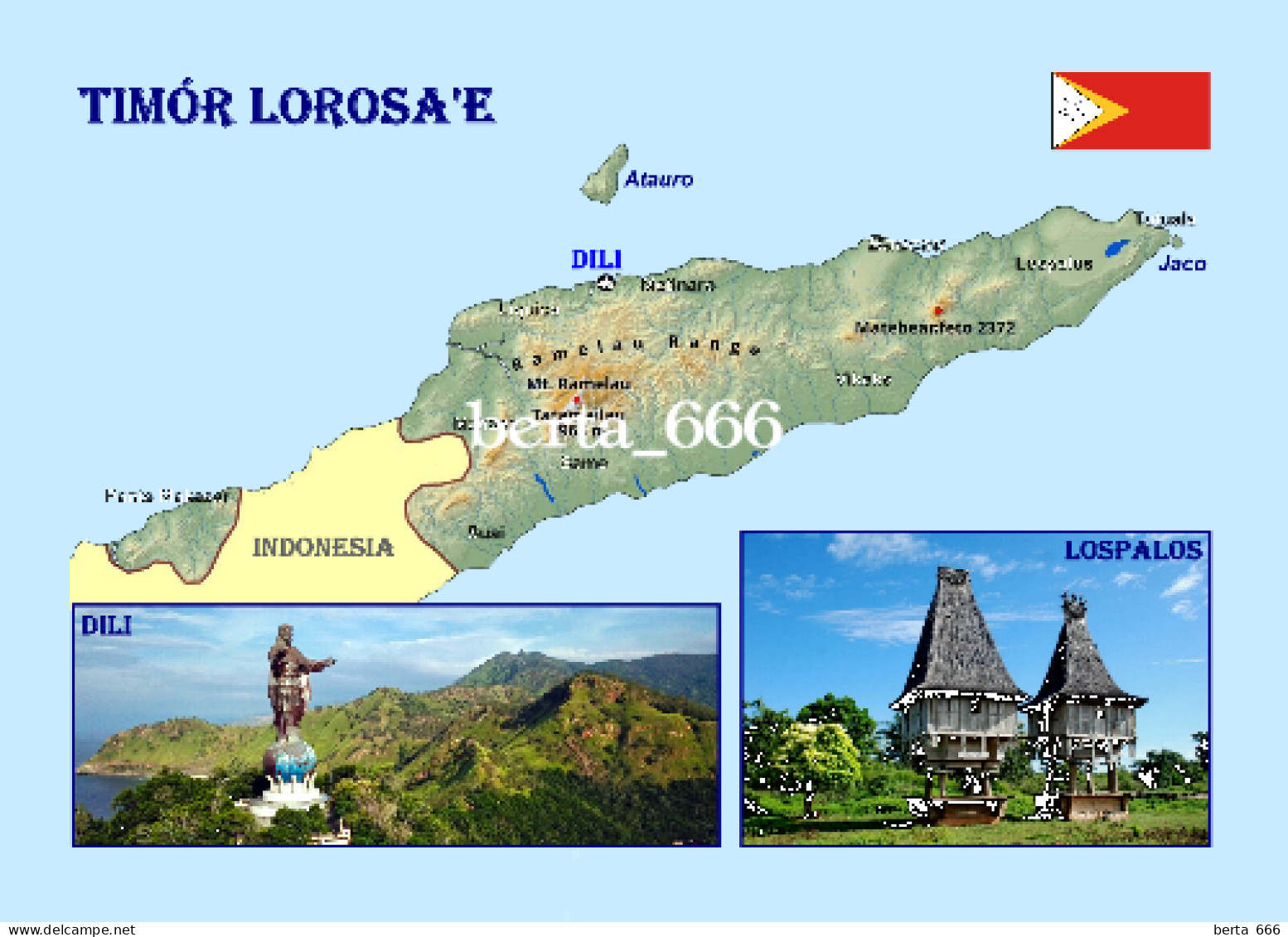 East Timor Country Map New Postcard * Carte Geographique * Landkarte - Timor Oriental