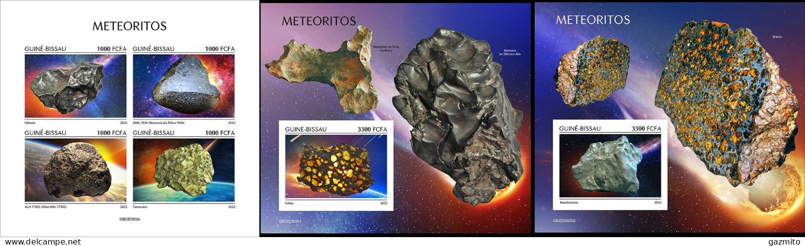 Guinea Bissau 2022, Meteors, 4val In BF+2BF IMPERFORATED - Astronomie