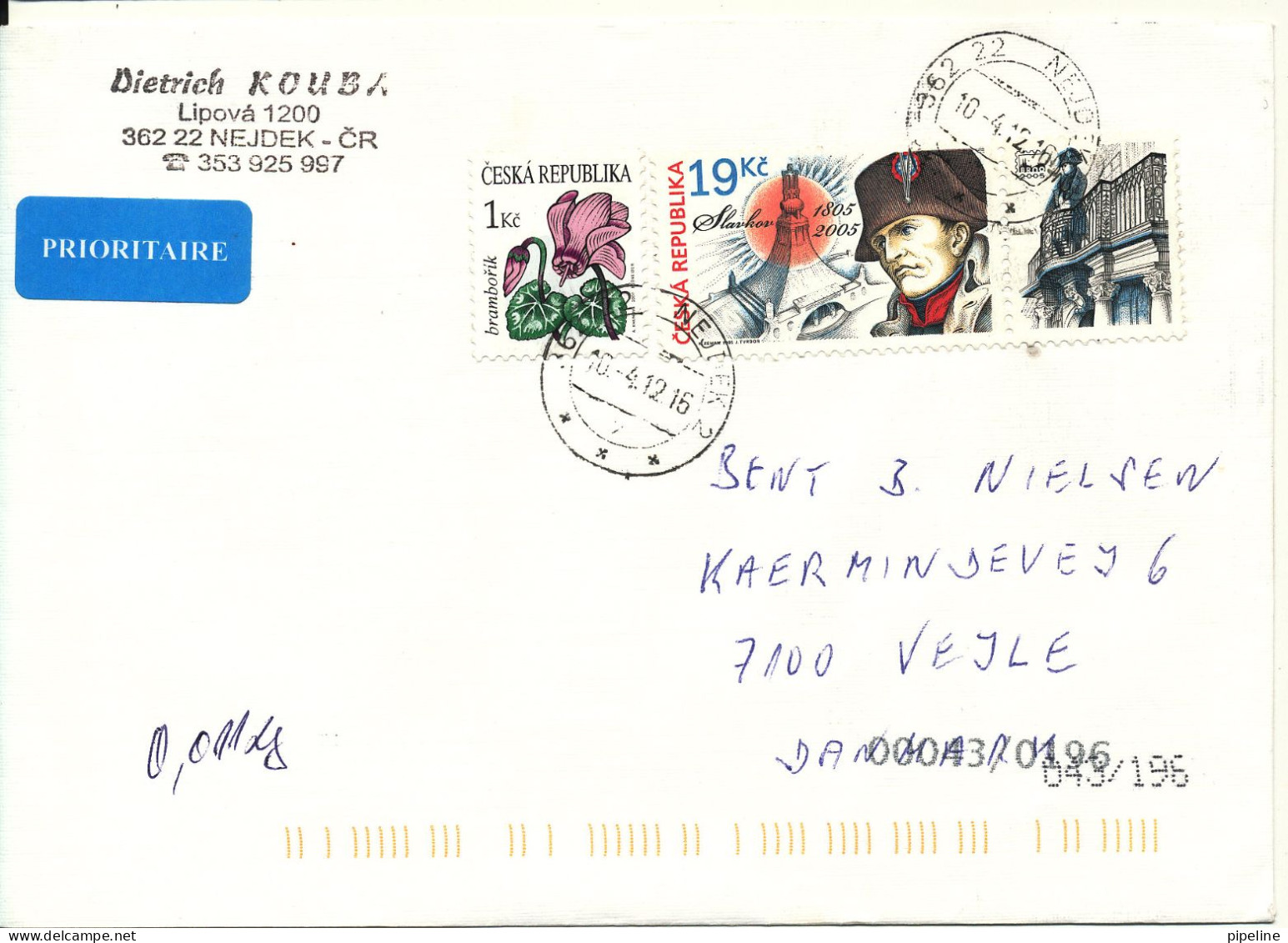 Czech Republic Cover Sent To Denmark Nejdek 10-4-2012 Topic Stamps - Briefe U. Dokumente