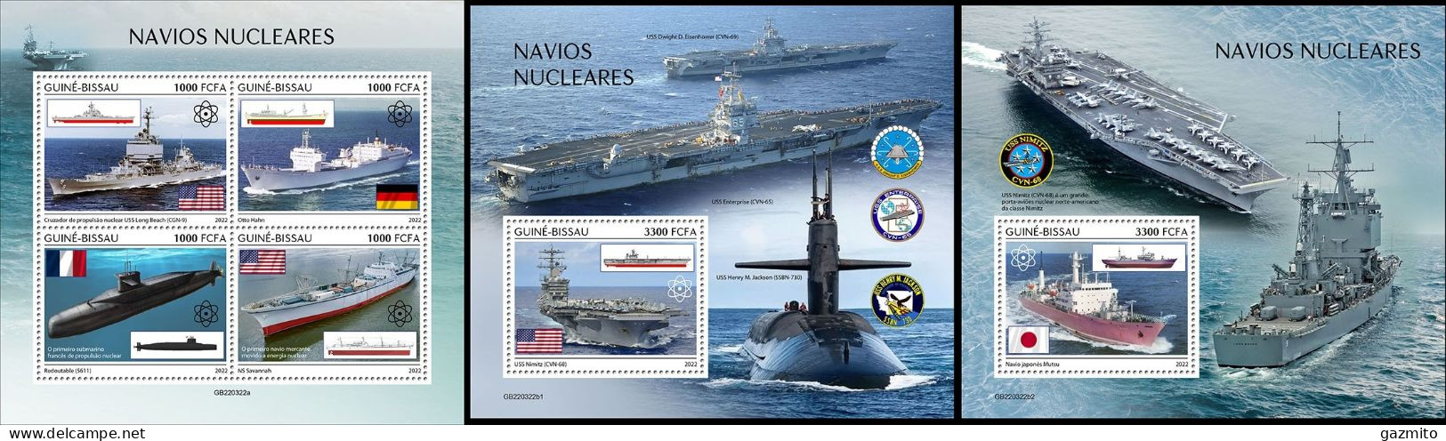 Guinea Bissau 2022, Nuclear Ships, Submarine, 4val In BF+BF - U-Boote