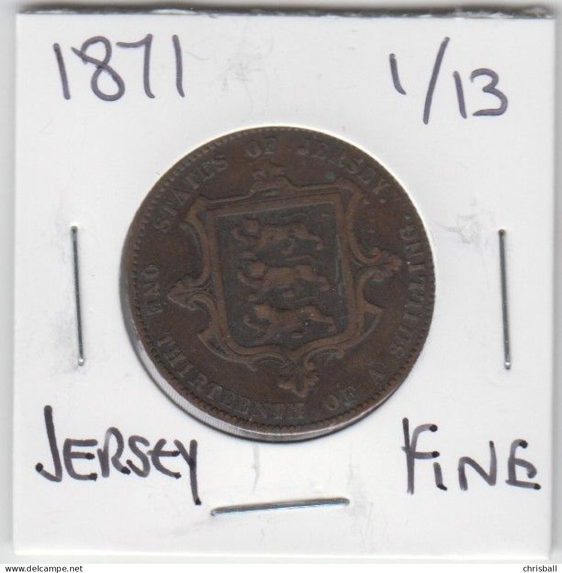 Jersey 1871 Coin Queen Victoria Thirteenth Of A Shilling 1/13 Condition Fine - Jersey