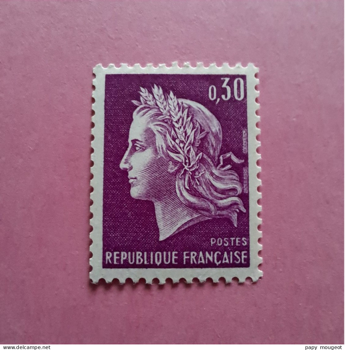 Roulette N°1536b 30 C. Lilas Numéro Rouge Au Verso Cote 2024 15€ - 1967-1970 Marianne (Cheffer)