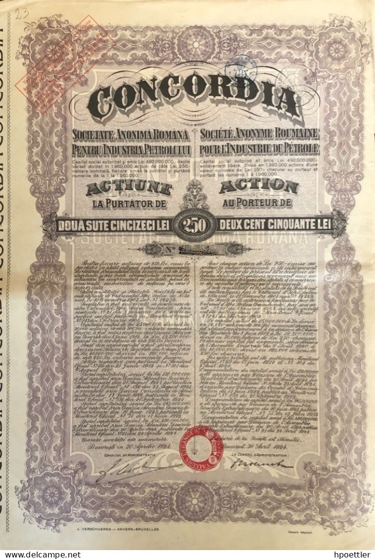 S.A. Roumaine Pour L'Industrie Du Petrole - 1 Action + Coupons - Petróleo