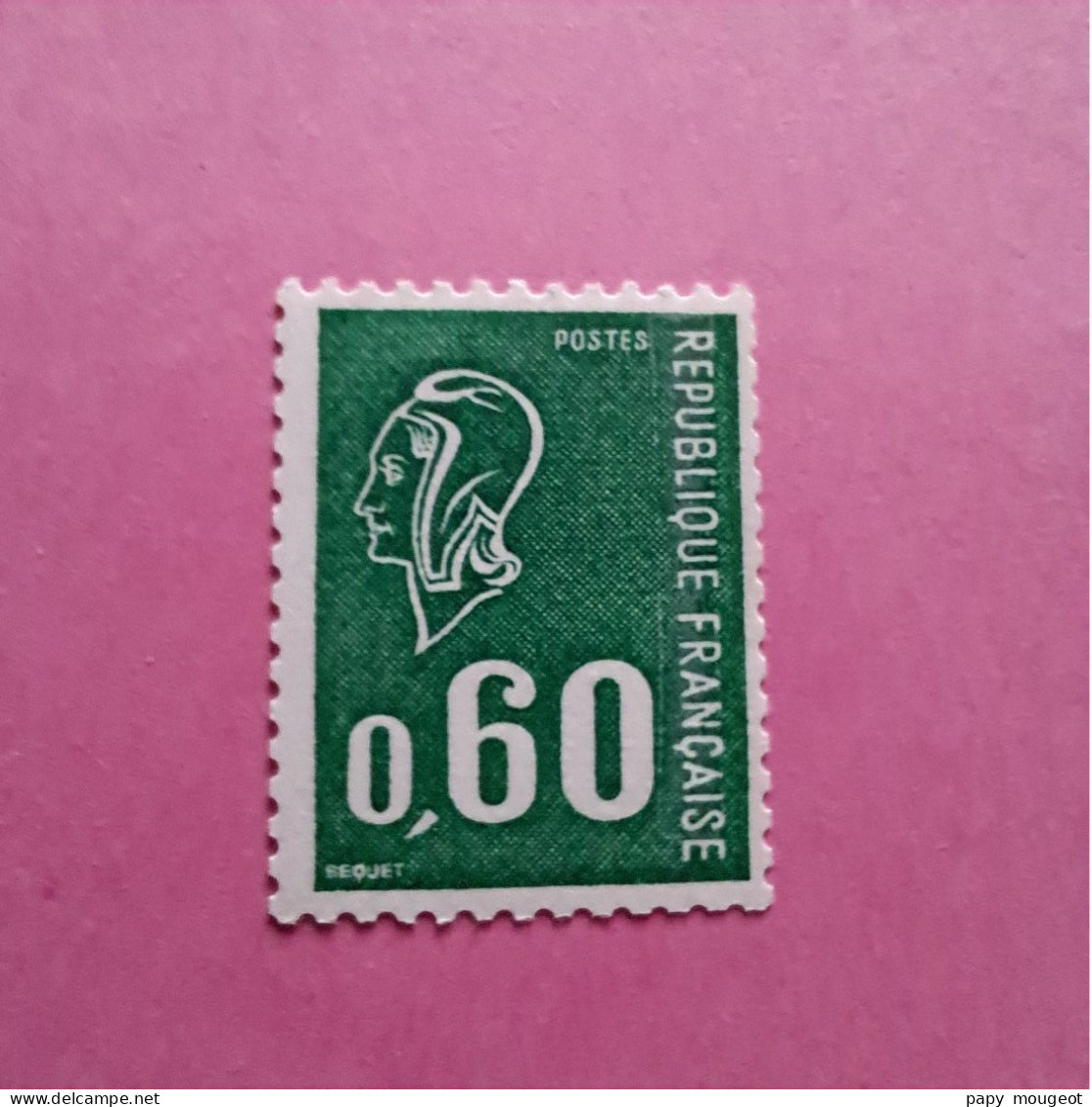 Roulette N°1815b 60 C. Vert Numéro Rouge Au Verso Cote 2024 25€ - 1971-1976 Maríanne De Béquet