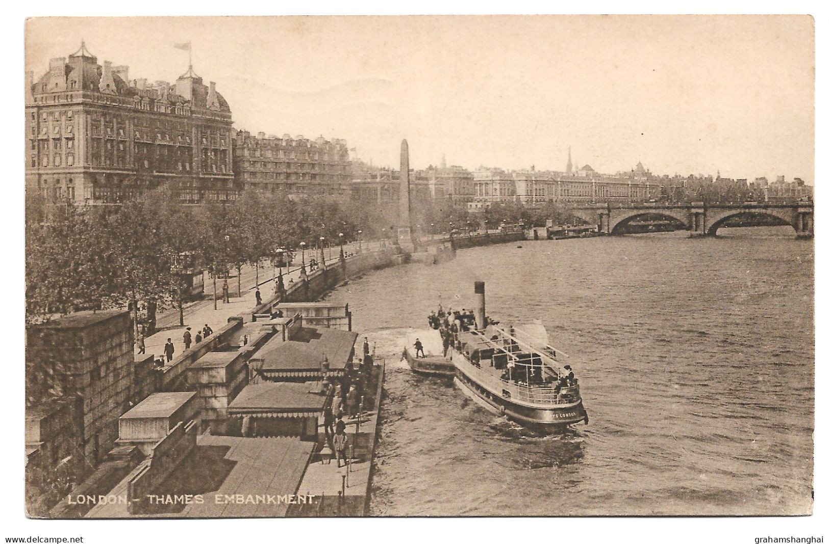 Postcard UK England London Thames Embankment Paddle Steamer Pepys Published Lesco Series Posted 1932 - River Thames