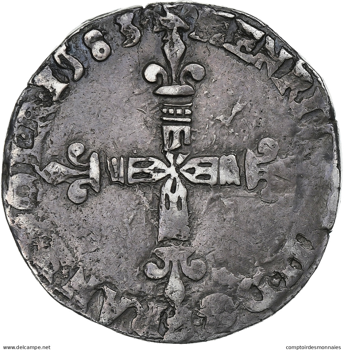 France, Henri III, 1/4 Ecu, 1583, Bayonne, Argent, TTB, Gadoury:494 - 1574-1589 Hendrik III