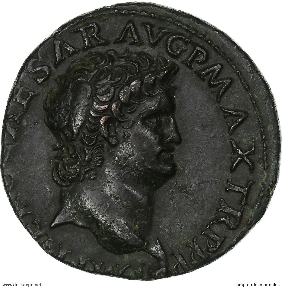 Néron, As, 66, Lugdunum, Bronze, TTB+, RIC:543 - The Julio-Claudians (27 BC To 69 AD)