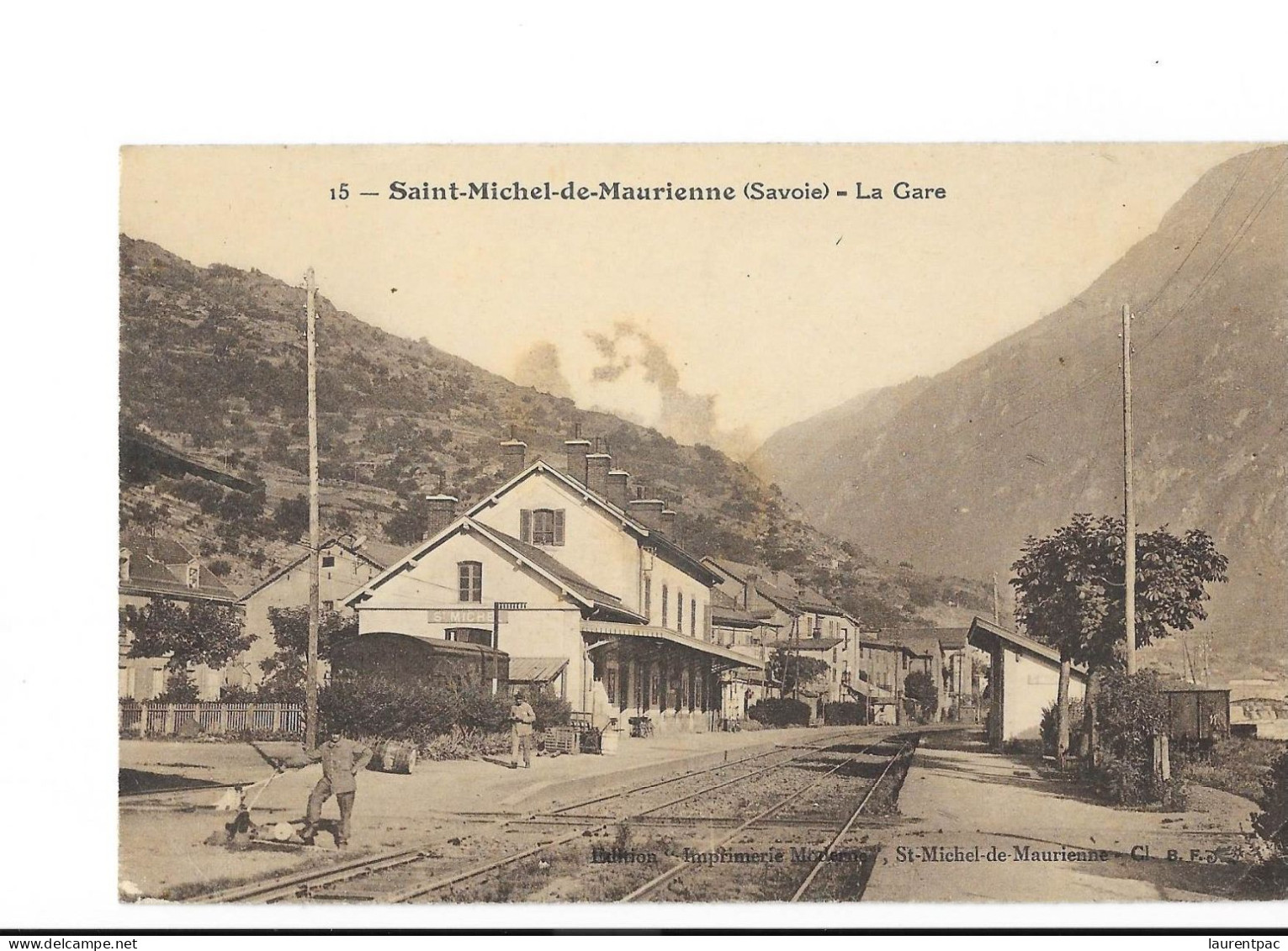 Saint-Michel-de-Maurienne - La Gare - édit. Imprimerie Moderne 15 + Verso - Saint Michel De Maurienne