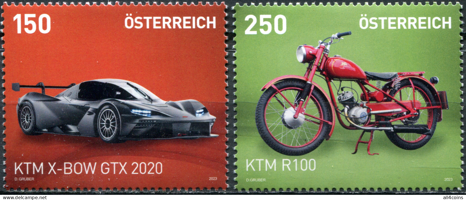 Austria 2023. Transportation - KTM Racing (MNH OG) Set Of 2 Stamps - Ungebraucht