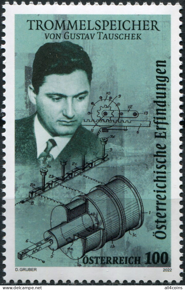 Austria 2022. Gustav Tauschek, Inventor Of Information Technology (MNH OG) Stamp - Nuovi