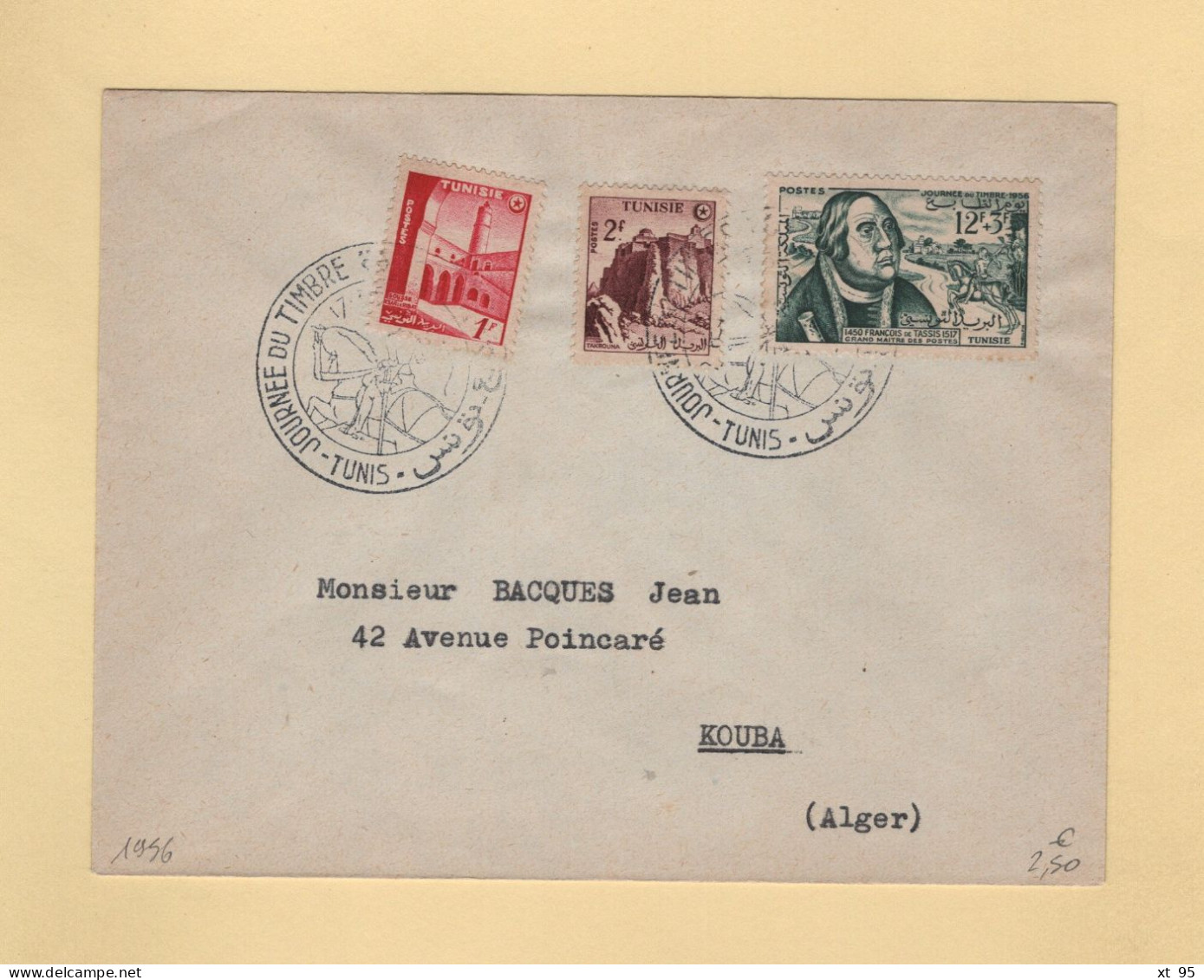 Tunisie - Journee Du Timbre - 1956 - Lettres & Documents