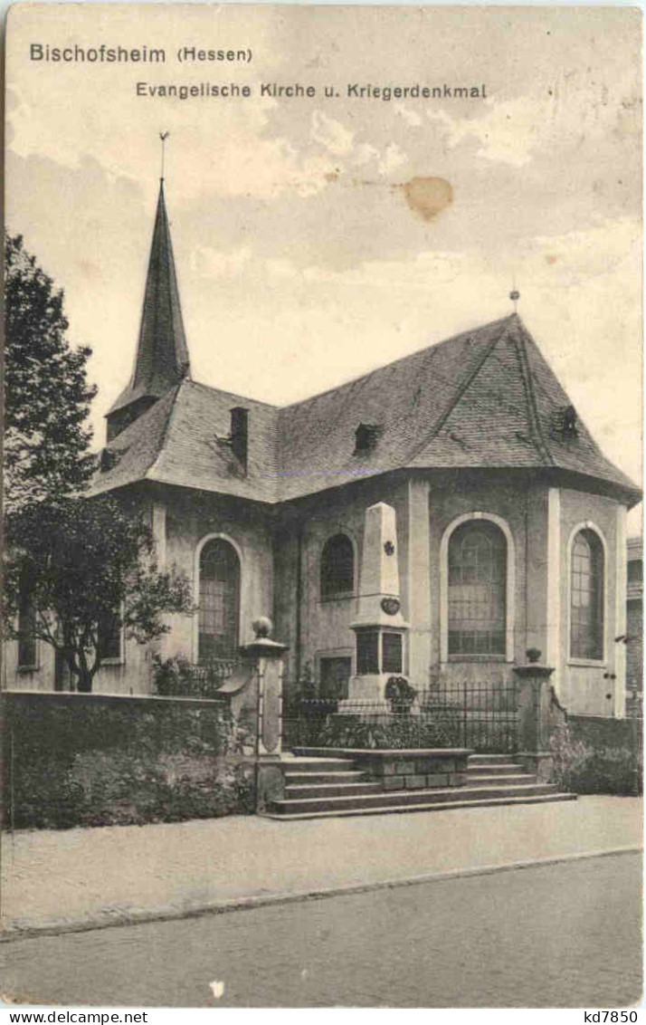 Bischofsheim Hessen - Evangelische Kirche Und Kriegerdenkmal - Gross-Gerau