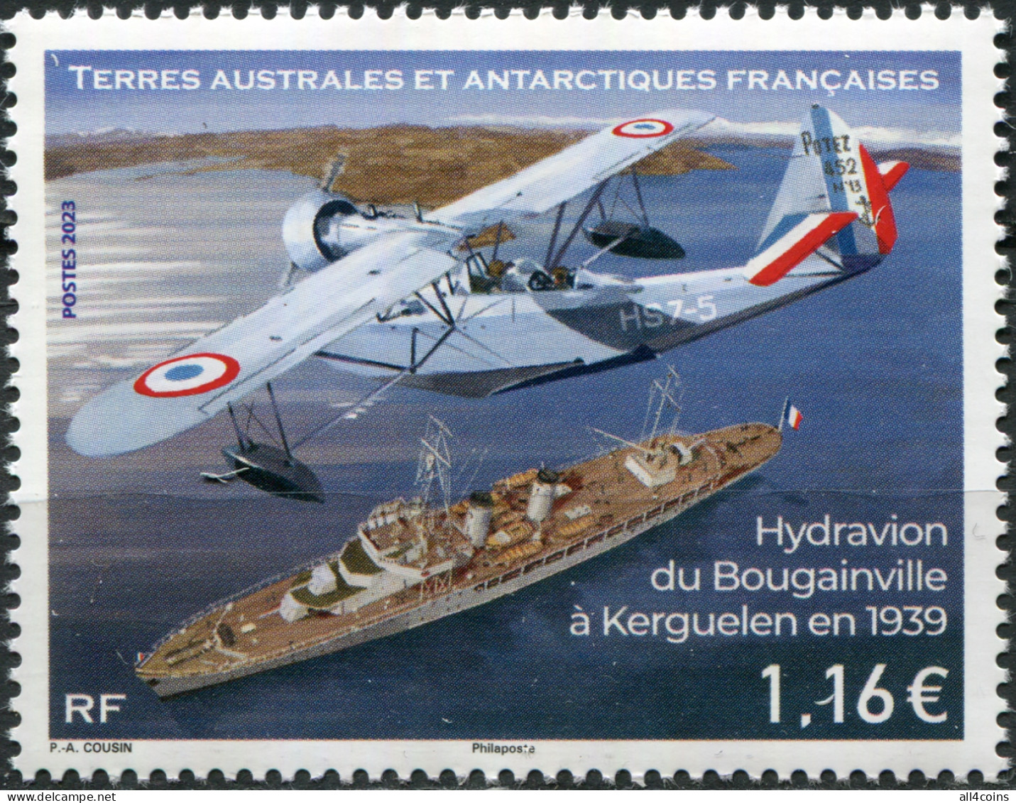 TAAF 2023. Floating Aircraft And Ship Bougainville (MNH OG) Stamp - Ongebruikt