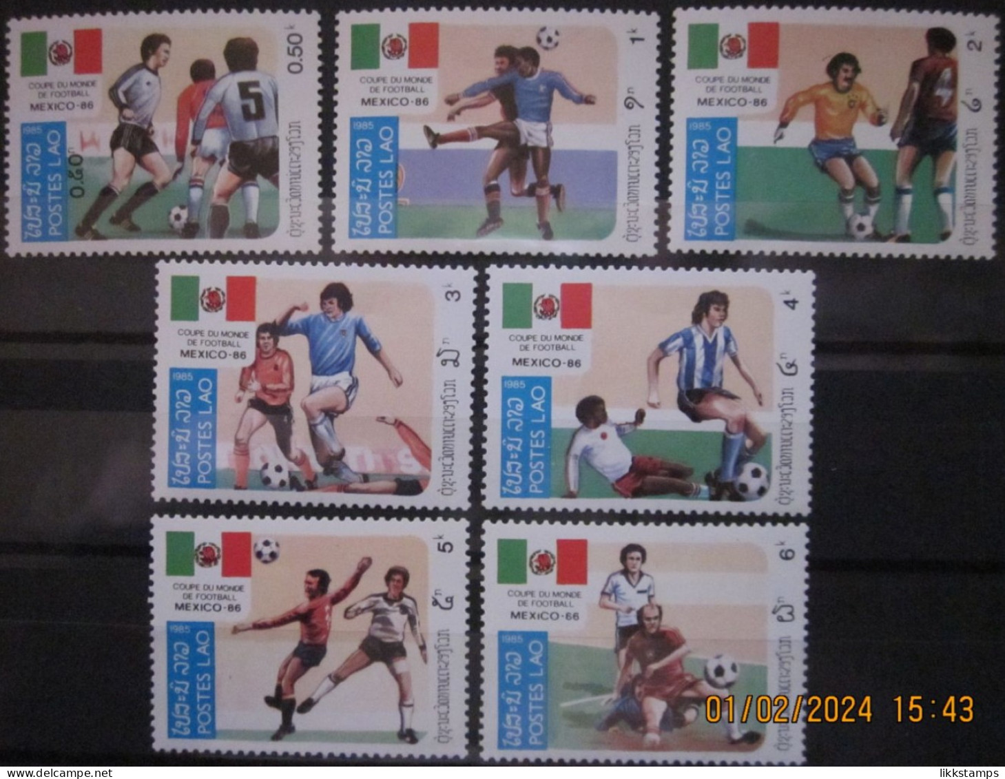 LAOS ~ 1985 ~ S.G. NUMBERS 799 - 805, ~ FOOTBALL. ~ MNH #03428 - Laos