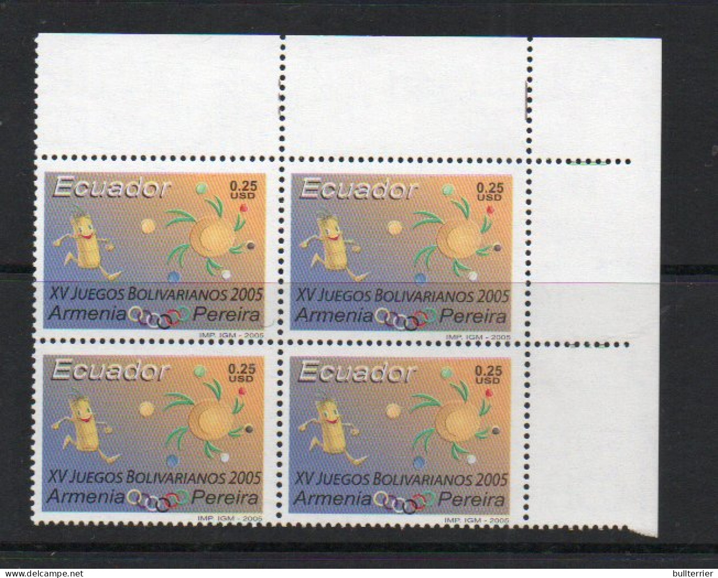 ECUADOR -  2005 - BOLIVARIAN GAMES  BLOCK  MINT NEVRE HINGED,  - Ecuador