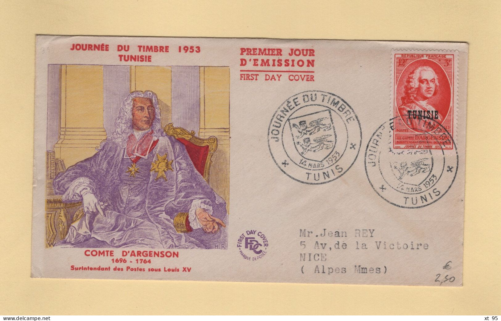 Tunisie - Journee Du Timbre - 1953 - Lettres & Documents