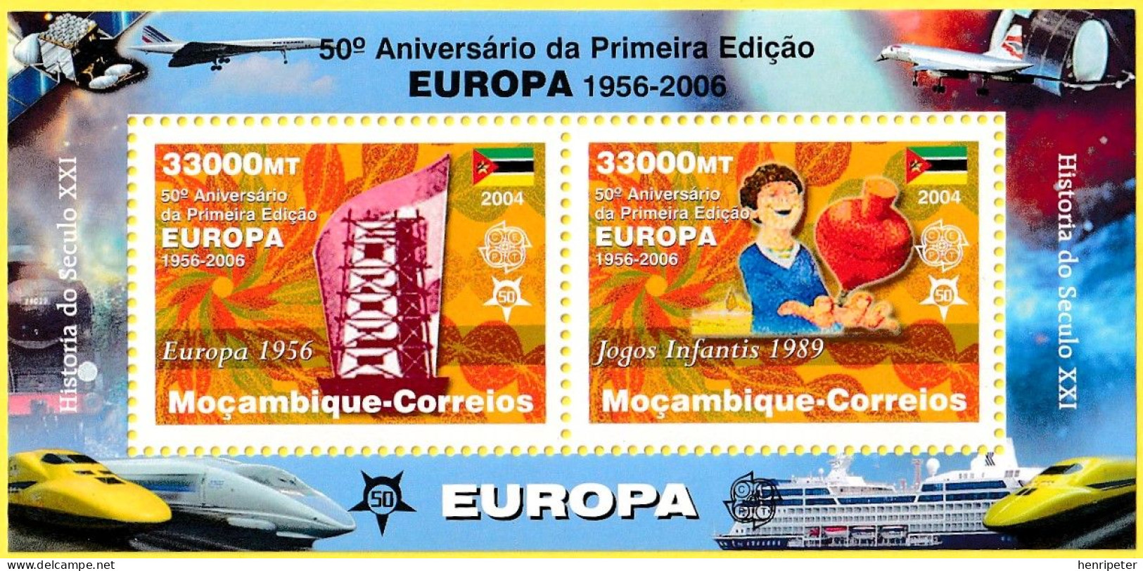 Bloc-feuillet Neuf** - 50e Anniversaire De La Première émission EUROPA (1956-2006) - N° BL205 (Michel) - Mozambique 2006 - Mozambique
