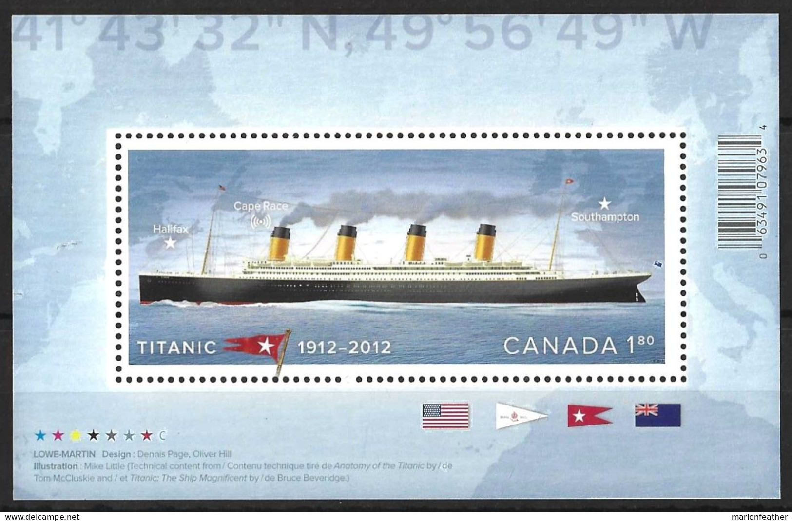 CANADA....QUEEN ELIZABETH II...(1952-22.)..." 2012.."...TITANIC........MINI SHEET....MNH.. - Ships