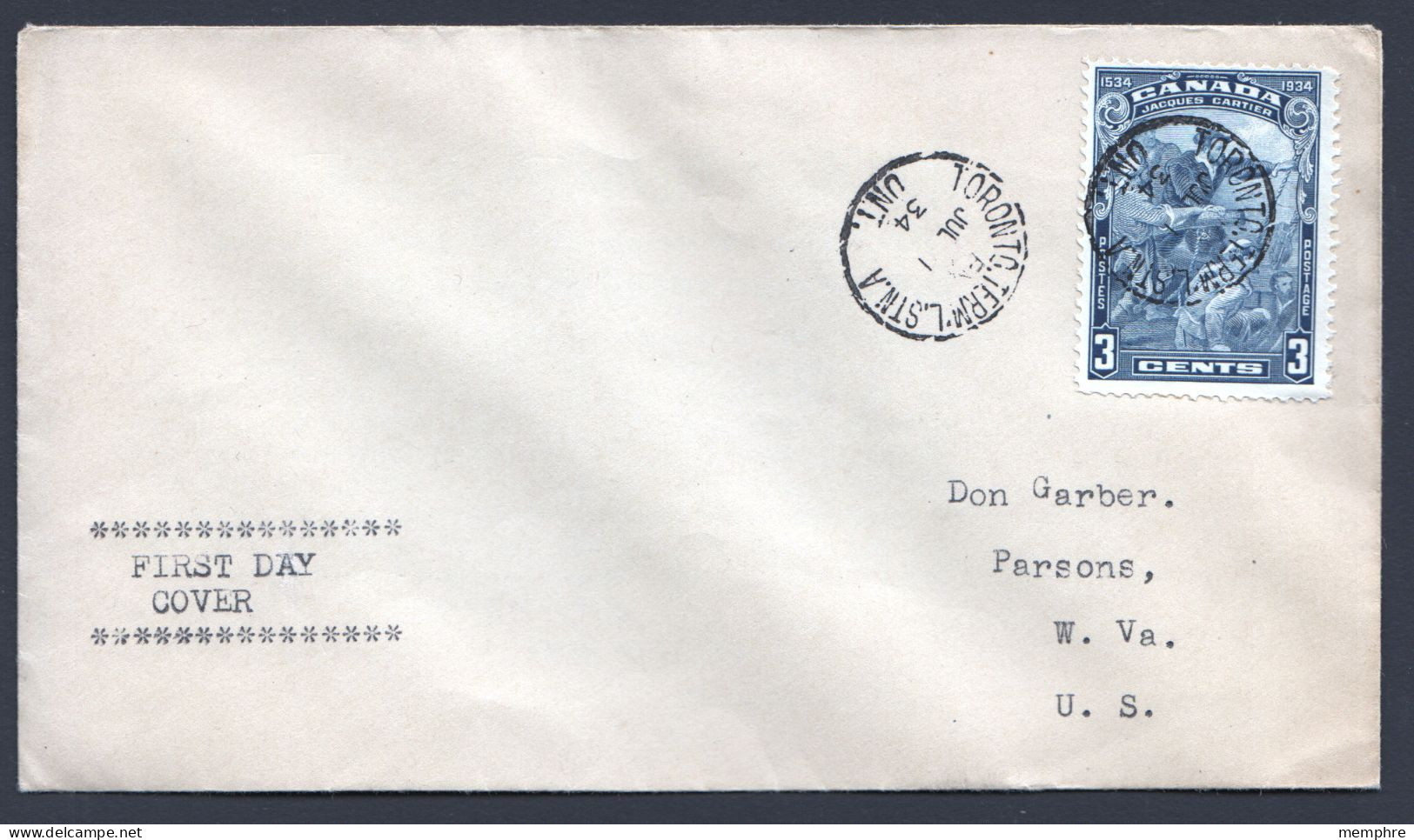 1934  Jacques Cartier  FDC  Sc 208 - ....-1951