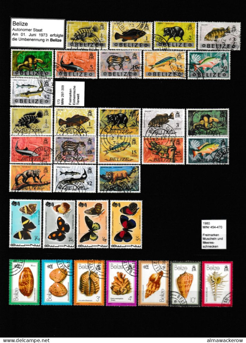 Belize 1973-2005 Small Collection Of Stamps With Several Complete Sets And Real Used Stamps MNH ** And Used O - Belice (1973-...)