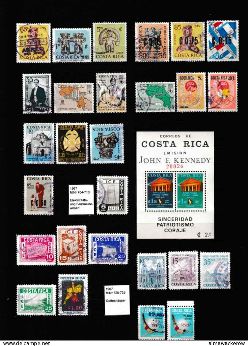 Costa Rica 1862-2002 collection of stamps from the first issue, mainly used o, some mint (*)/*/**