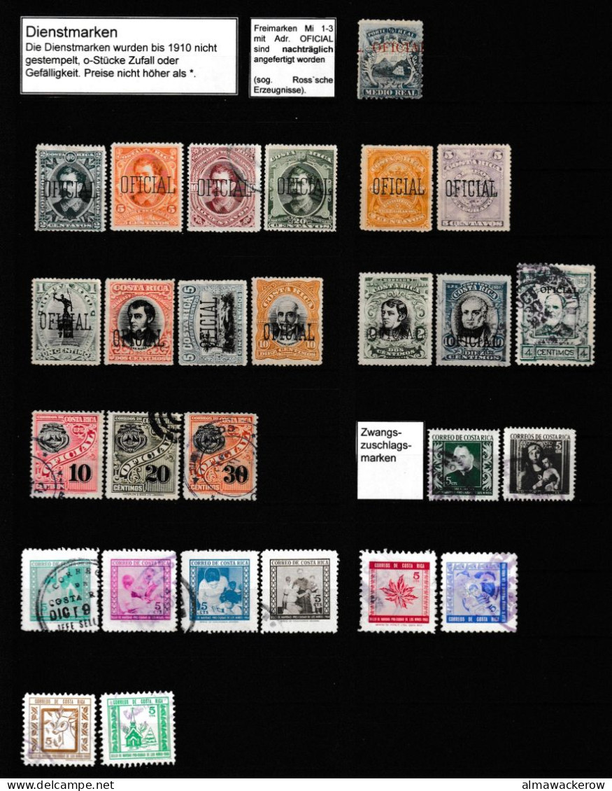 Costa Rica 1862-2002 collection of stamps from the first issue, mainly used o, some mint (*)/*/**