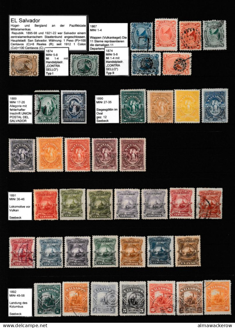 El Salvador 1867-1991 Collection Of Stamps From The First Issue Mainly Used O - El Salvador