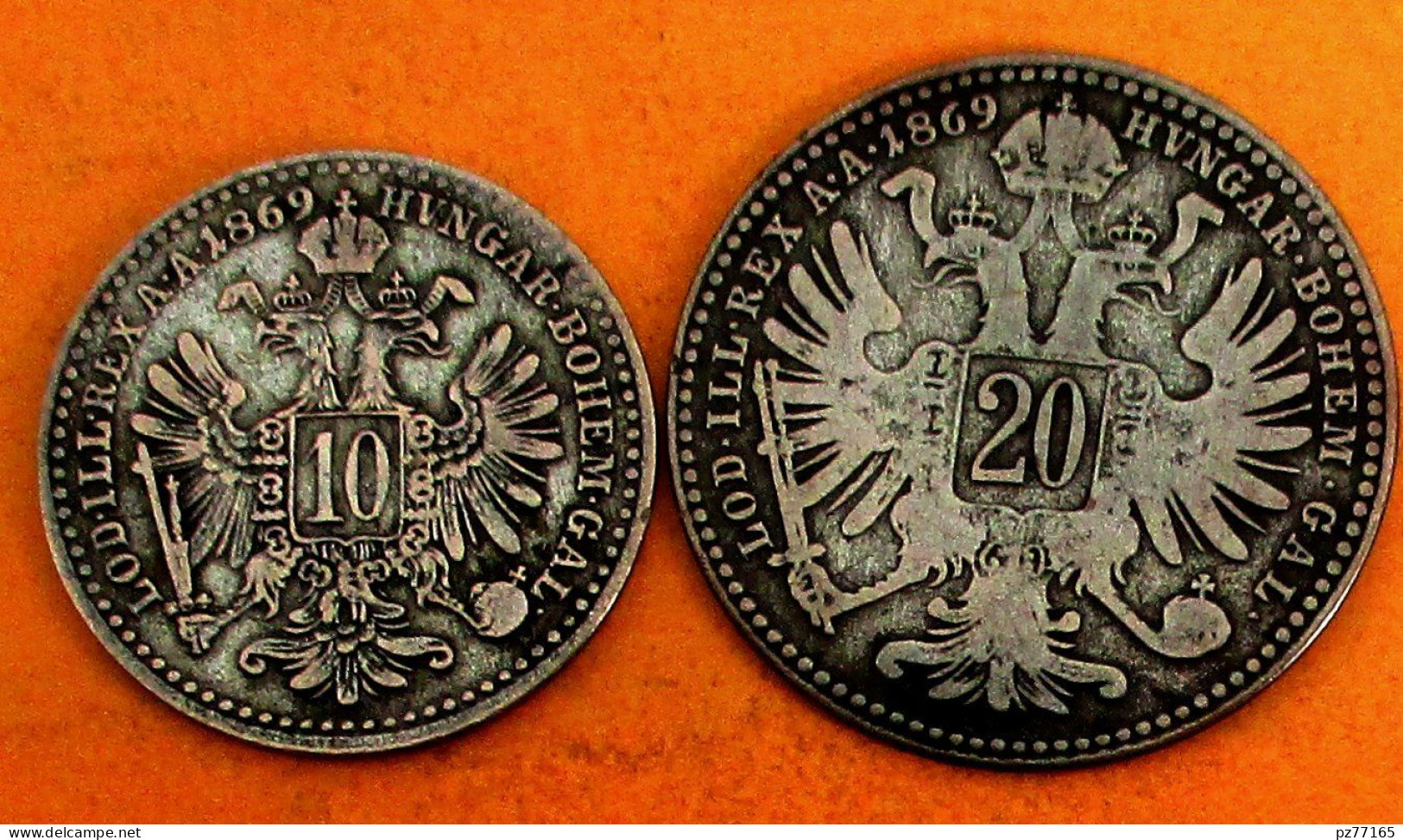 AUTRICHE. LOT, 10 Et 20  KREUZER 1869 ..TTB..  Argent.. Silver. - Oesterreich