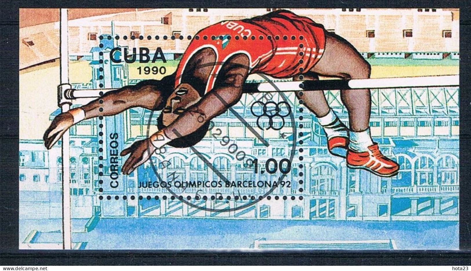 (!) Cuba 1990 Olympia In Spain - Barselona 1992  - Athletics Block 118 S/S Block + Stamp Set Used - Usati