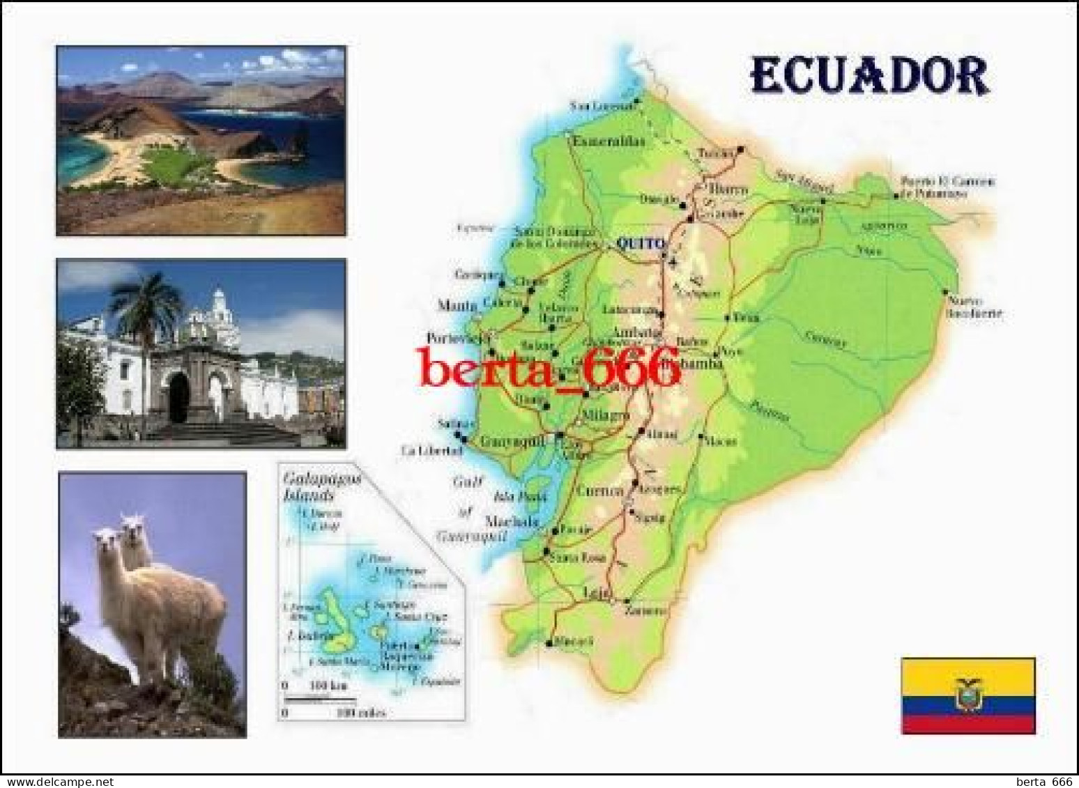 Ecuador Country Map New Postcard * Carte Geographique * Landkarte - Ecuador