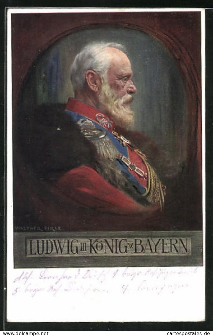 Künstler-AK König Ludwig III. Von Bayern In Uniform Von Der Seite Betrachtet  - Königshäuser