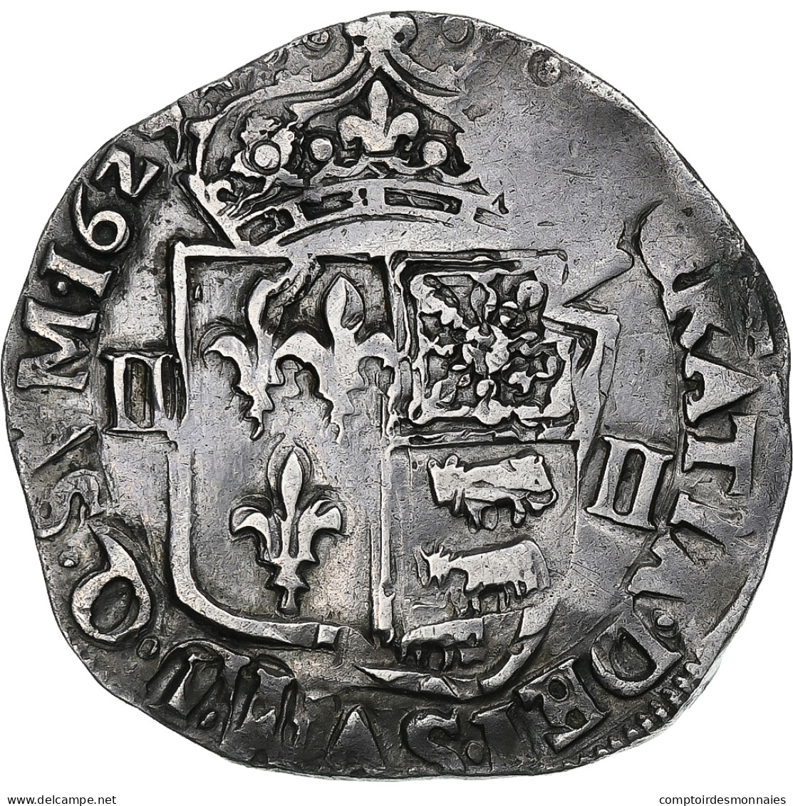 France, Louis XIII, 1/4 Ecu De Béarn, 1629, Morlaas, Argent, TTB+, Gadoury:30 - 1610-1643 Ludwig XIII. Der Gerechte